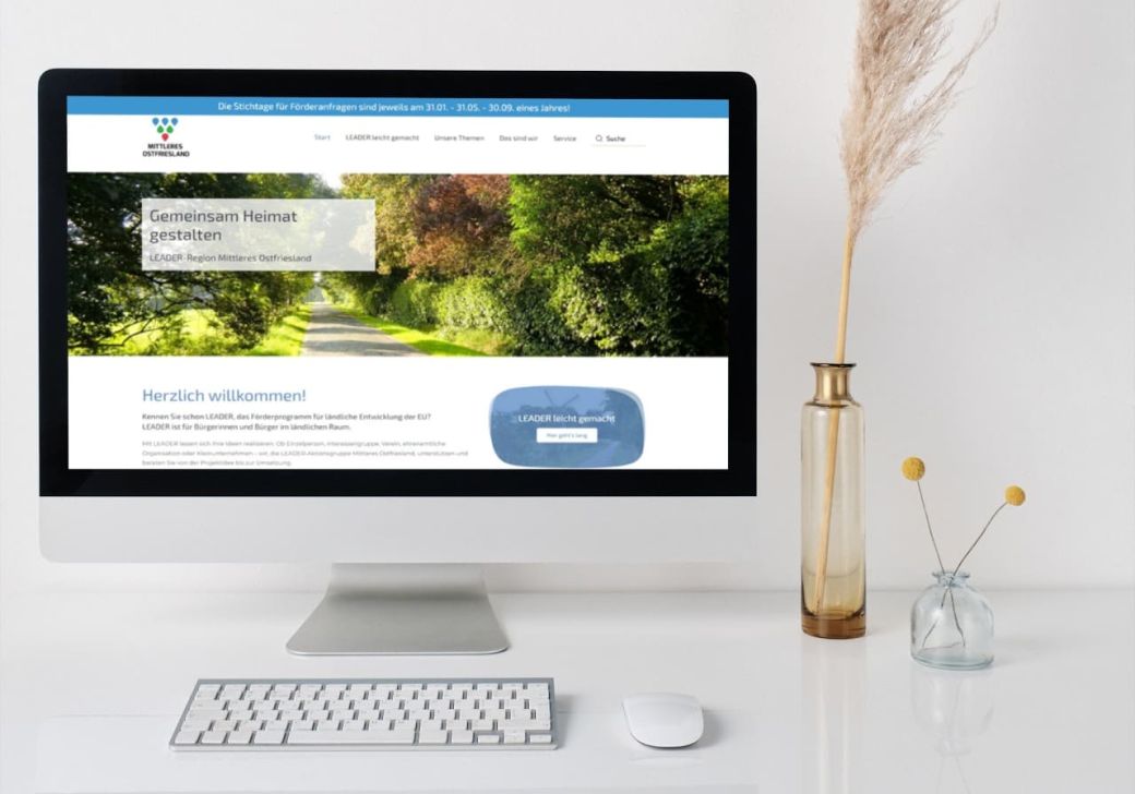 Mockup der Webseite LEADER-Region Mittleres Ostfriesland
