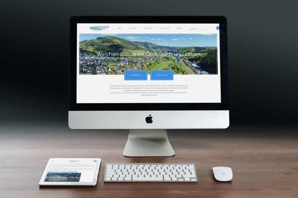 Mockup der Webseite LEADER Region LenneSchiene