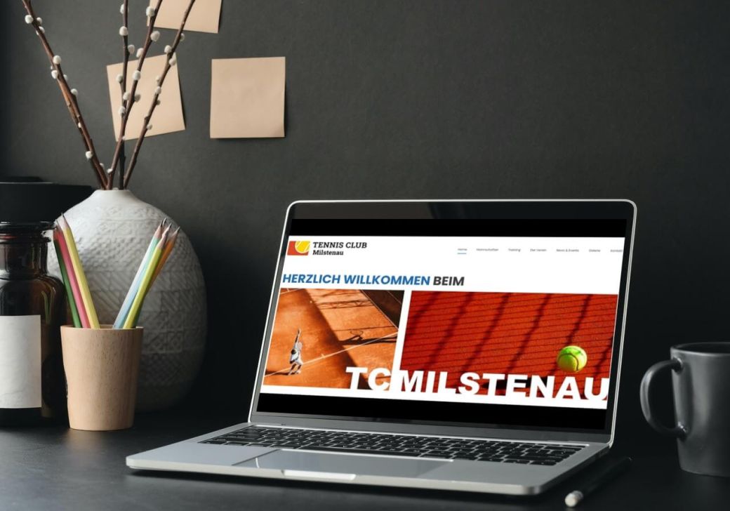 Mockup der Webseite Tennisclub Milstenau