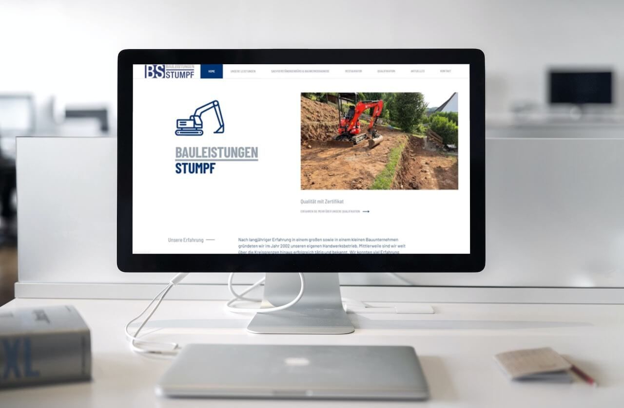 Mockup Webseite Bauleistungen Stumpf