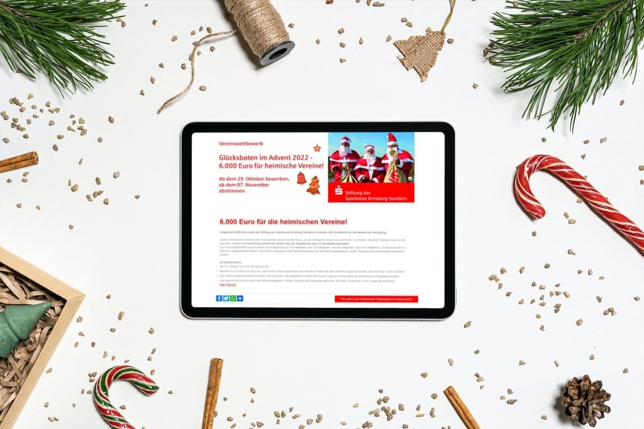 Mockup Webseite Glücksboten im Advent 2022